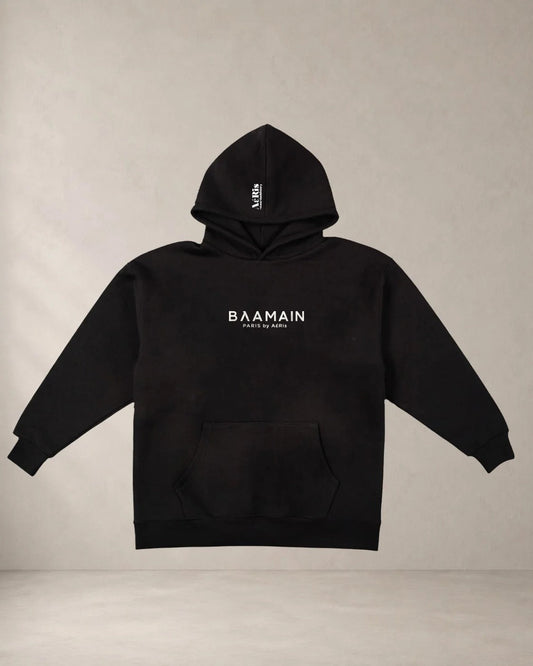HOODIE ΒΛΑΜΑΙΝ, oversized hoodie AέRis σε μαύρο
