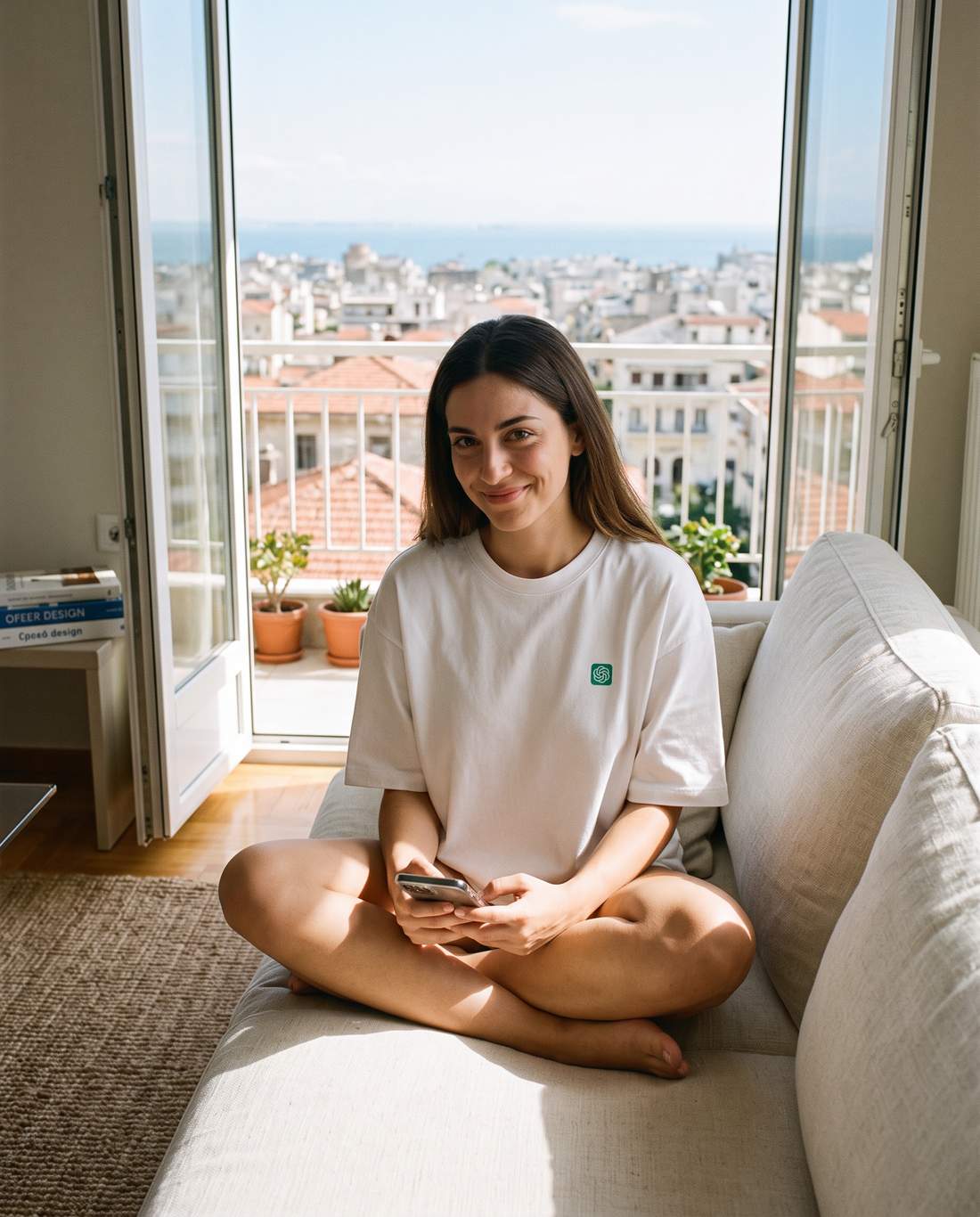 Γυναίκα φορά το oversized AέRis Chat GPT t-shirt
