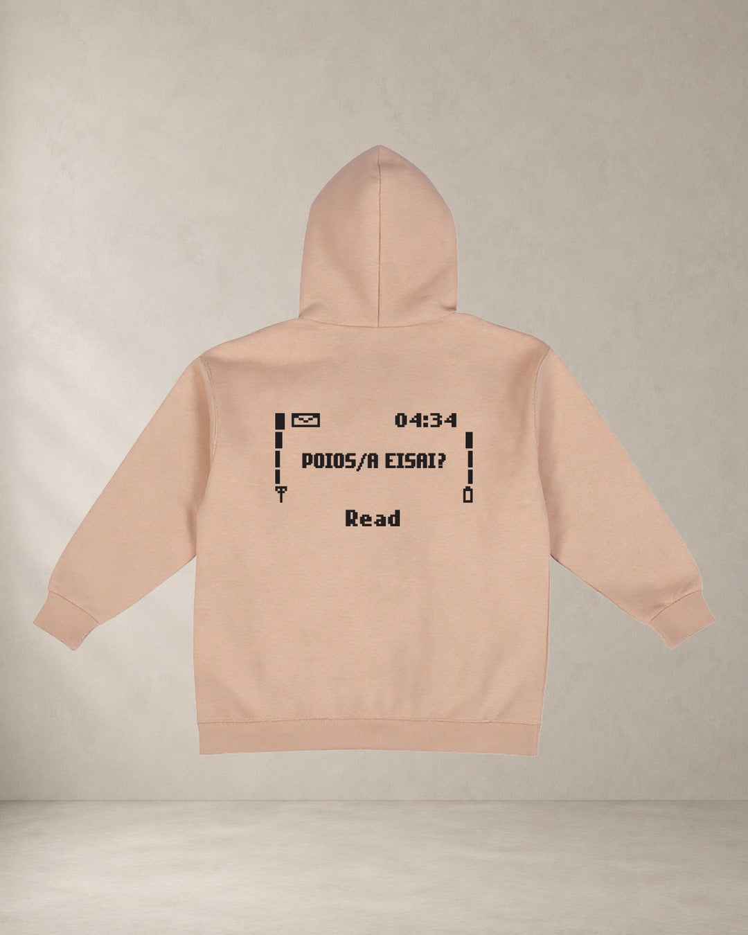 HOODIE 3310 – oversized hoodie Aeris, πίσω όψη σε μπεζ