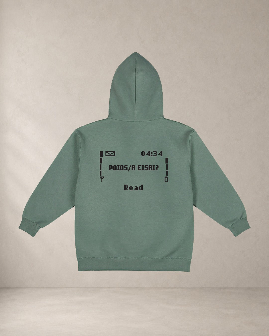 HOODIE 3310 – oversized hoodie Aeris, πίσω όψη σε φυστικί