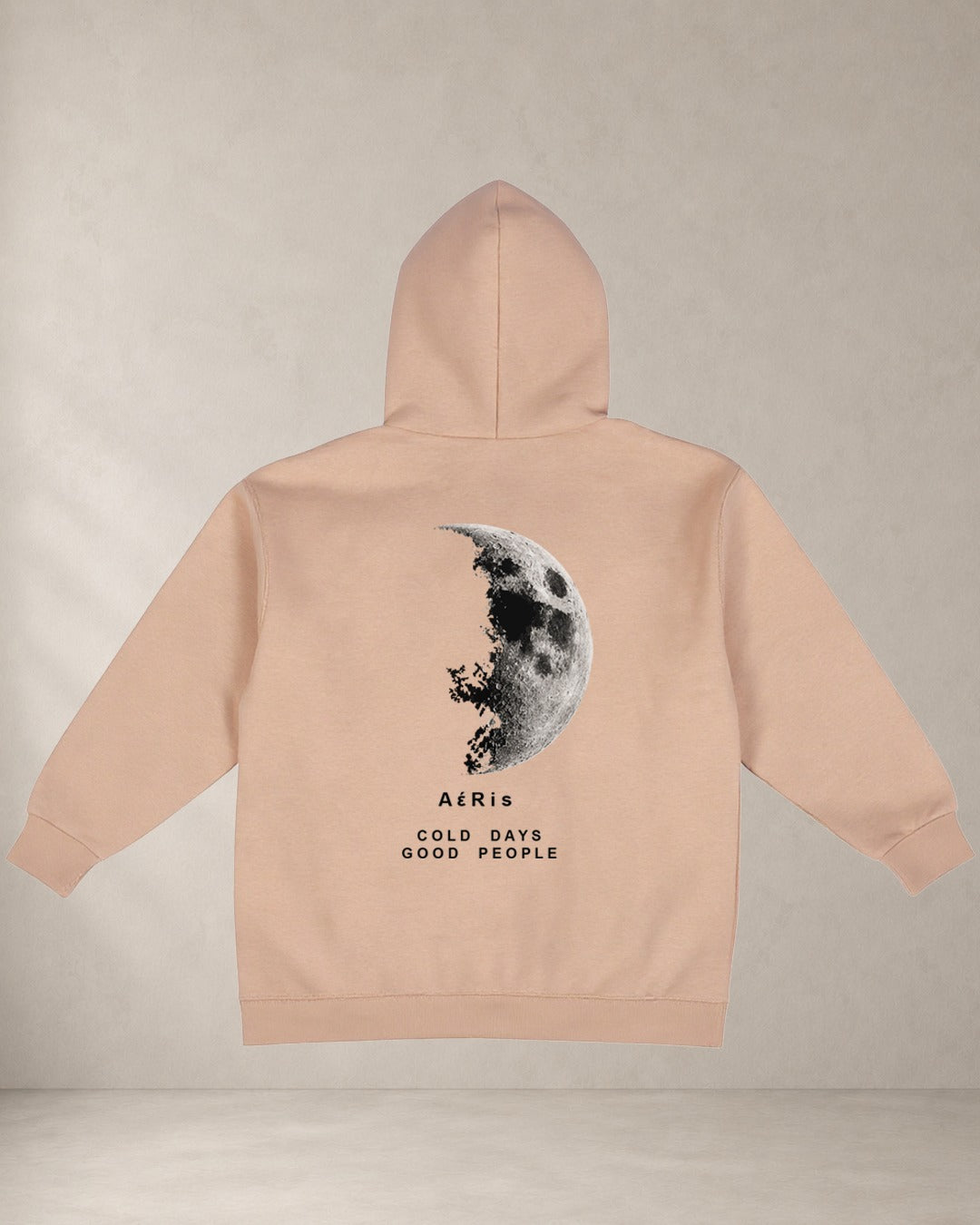 HOODIE COLD DAYS – oversized hoodie Aeris, πίσω όψη σε μπεζ