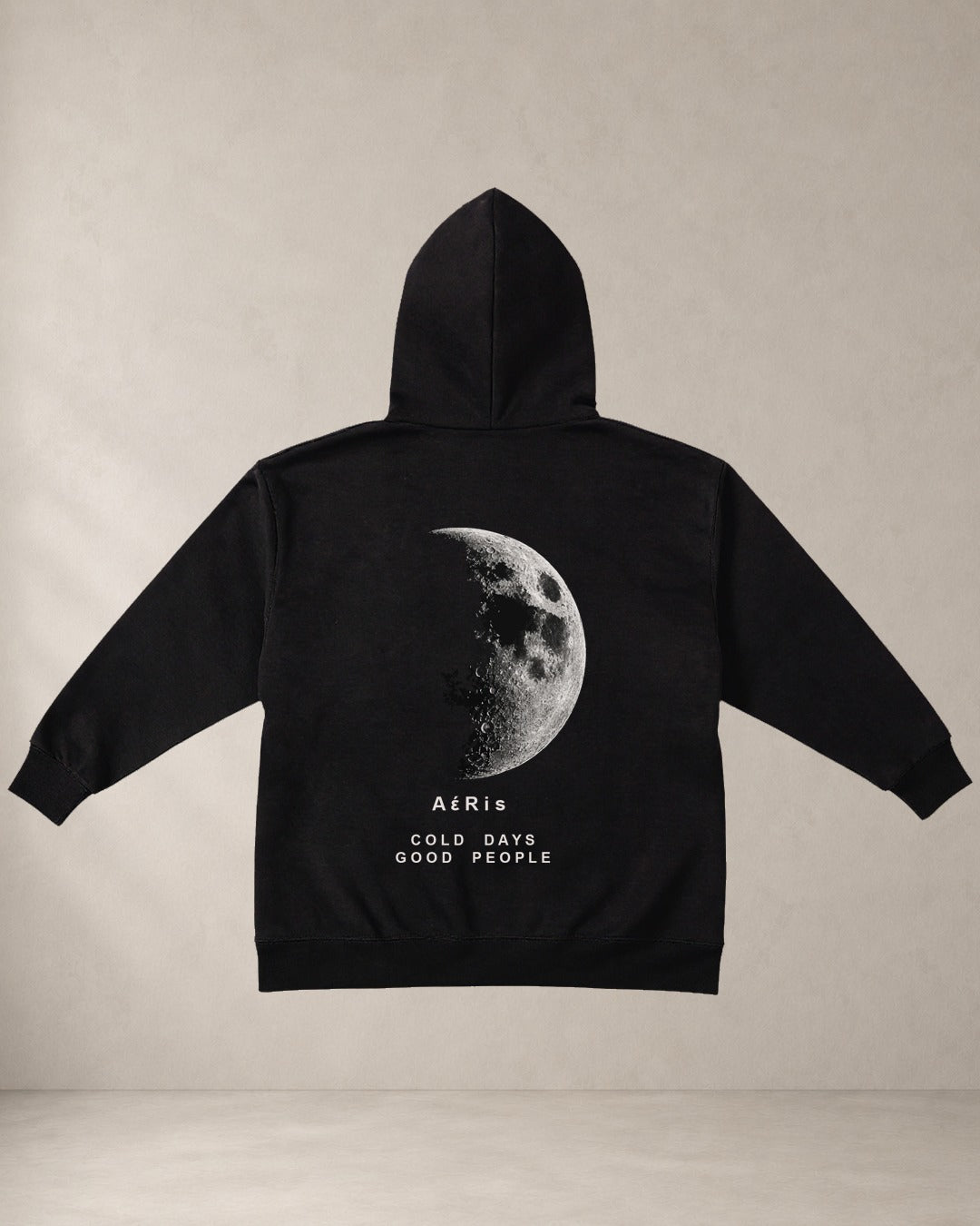 HOODIE COLD DAYS – oversized hoodie Aeris, πίσω όψη σε μαύρο