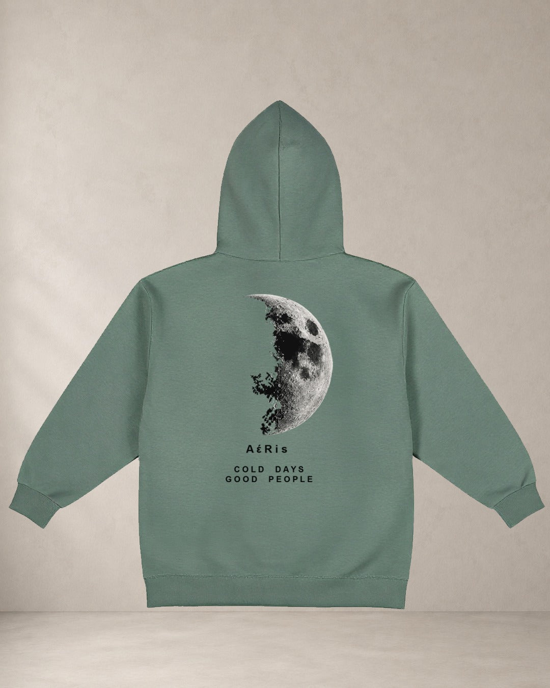 HOODIE COLD DAYS – oversized hoodie Aeris, πίσω όψη σε φυστικί