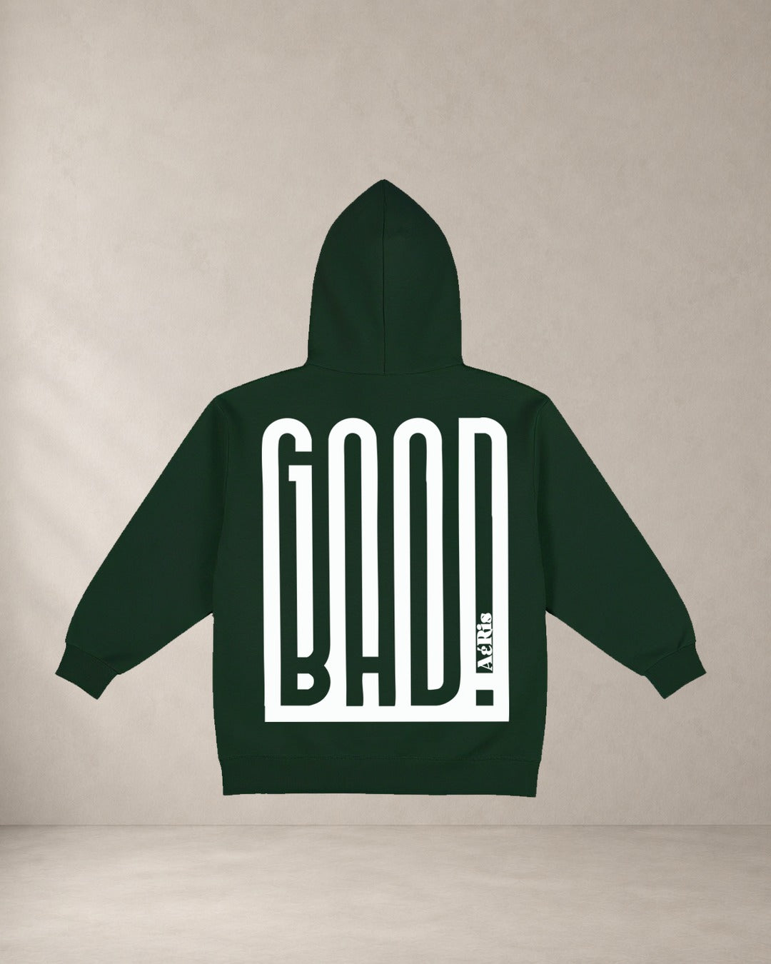 HOODIE GOOD BAD, oversized hoodie AέRis, πίσω όψη σε κυπαρίσσι