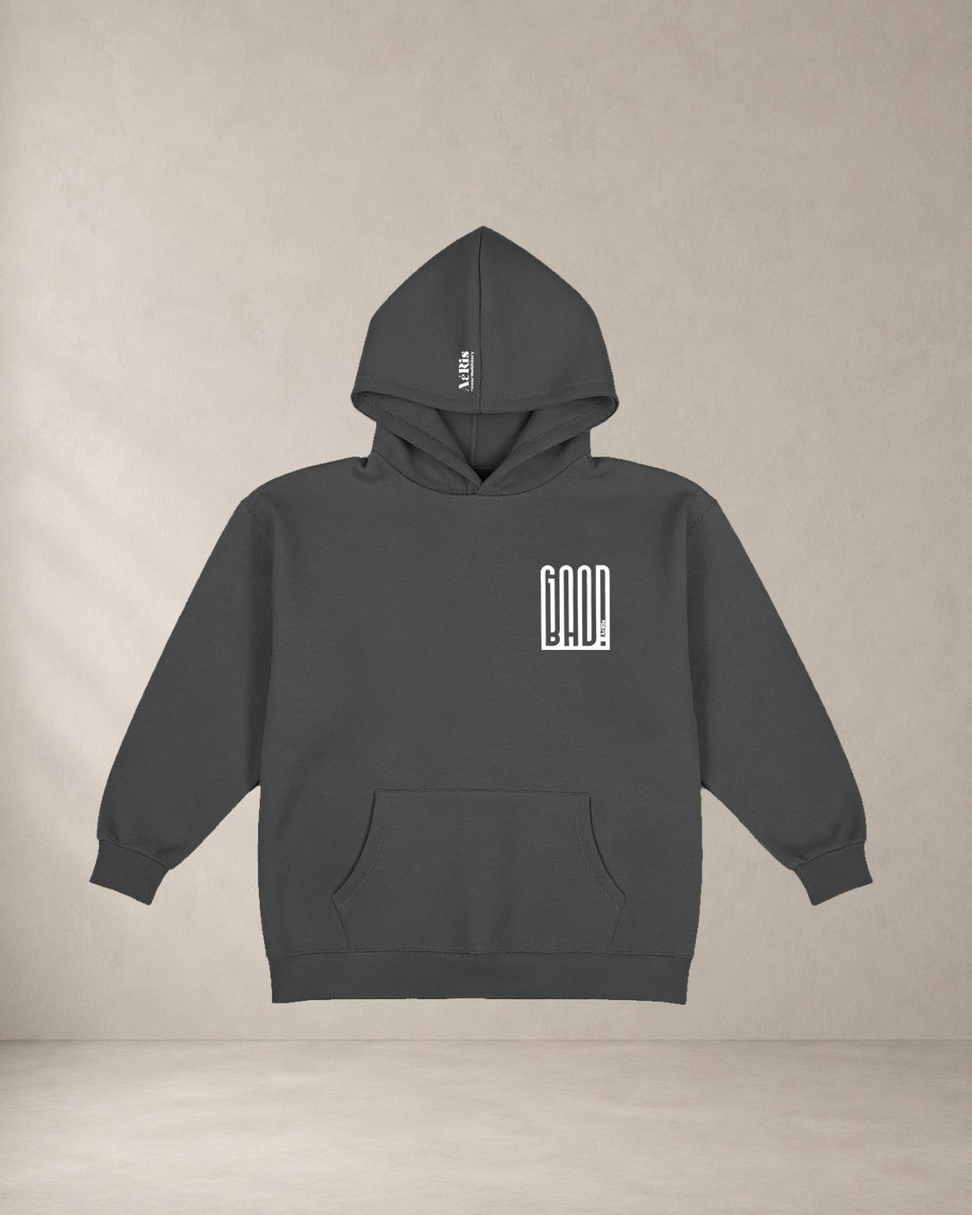 HOODIE GOOD BAD, oversized hoodie AέRis σε ανθρακί