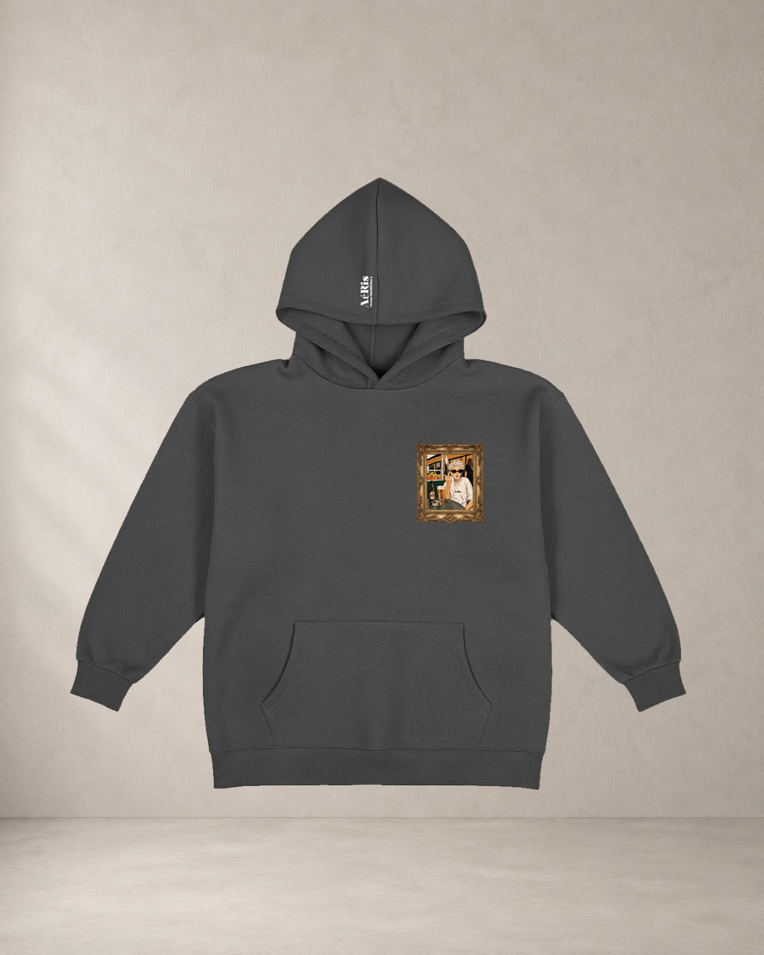 HOODIE GRANNY, oversized hoodie AέRis σε ανθρακί
