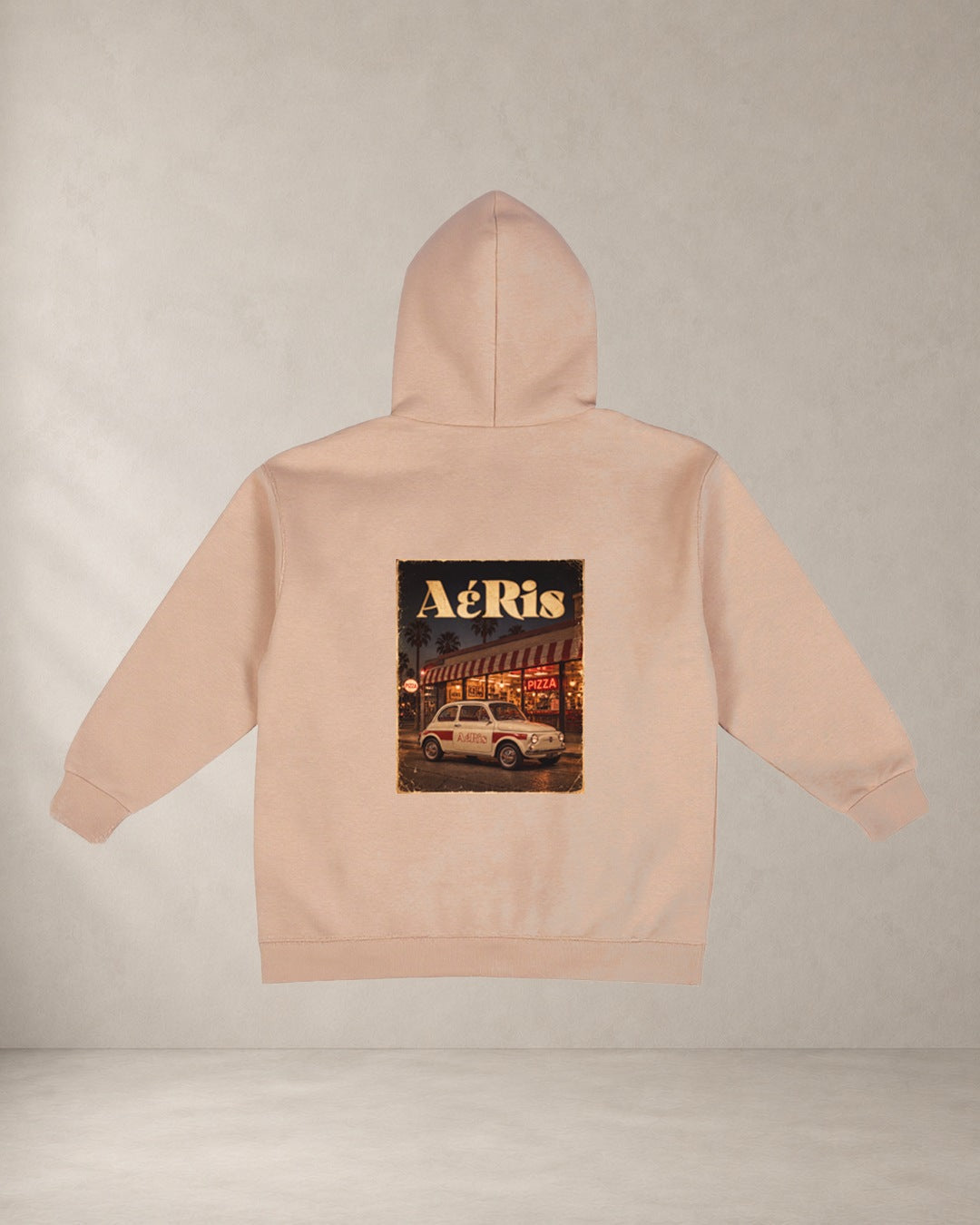 AERIS HOODIE PIZZA & FIAT500 Μπεζ πίσω