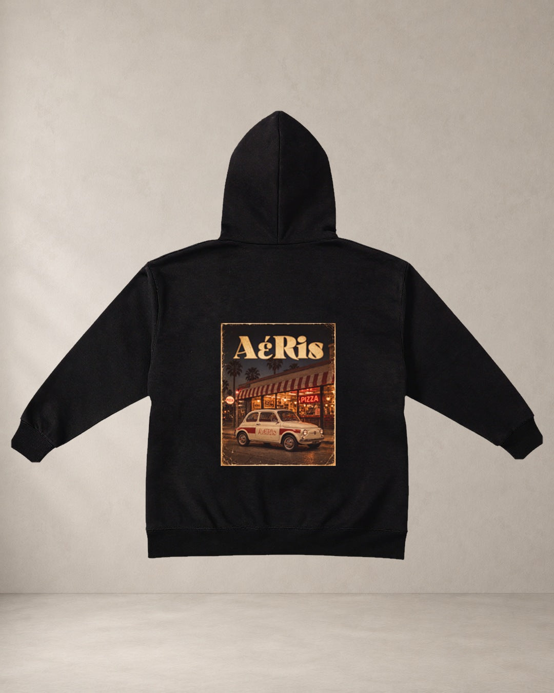 AERIS HOODIE PIZZA & FIAT500 Μαύρο πίσω