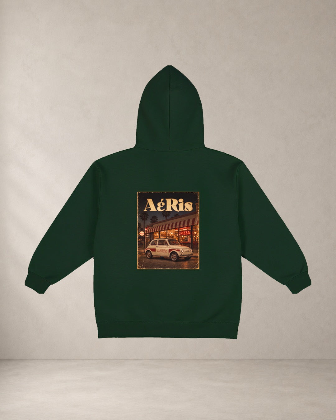 AERIS HOODIE PIZZA & FIAT500 Κυπαρίσσι πίσω