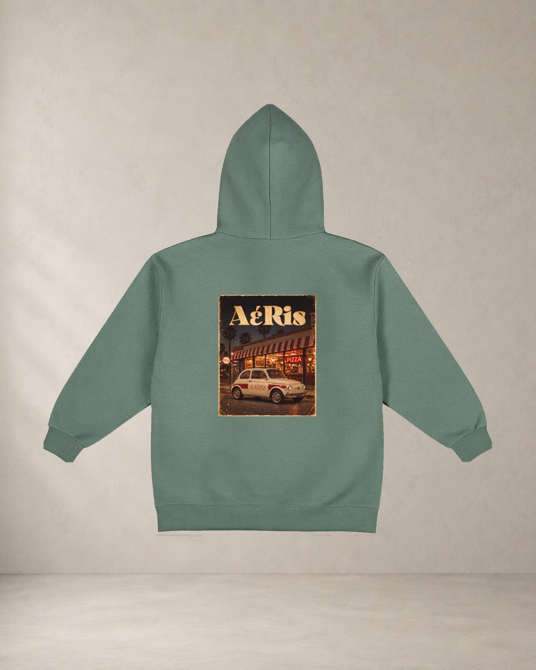 AERIS HOODIE PIZZA & FIAT500 Φυστικί πίσω