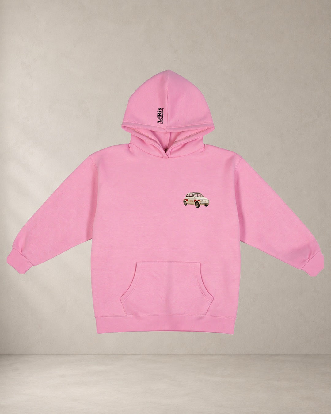 AERIS HOODIE PIZZA & FIAT500 Ροζ μπροστά