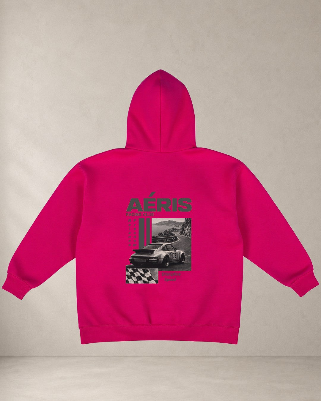 HOODIE RACING, oversized hoodie Aeris, πίσω όψη σε φουξ