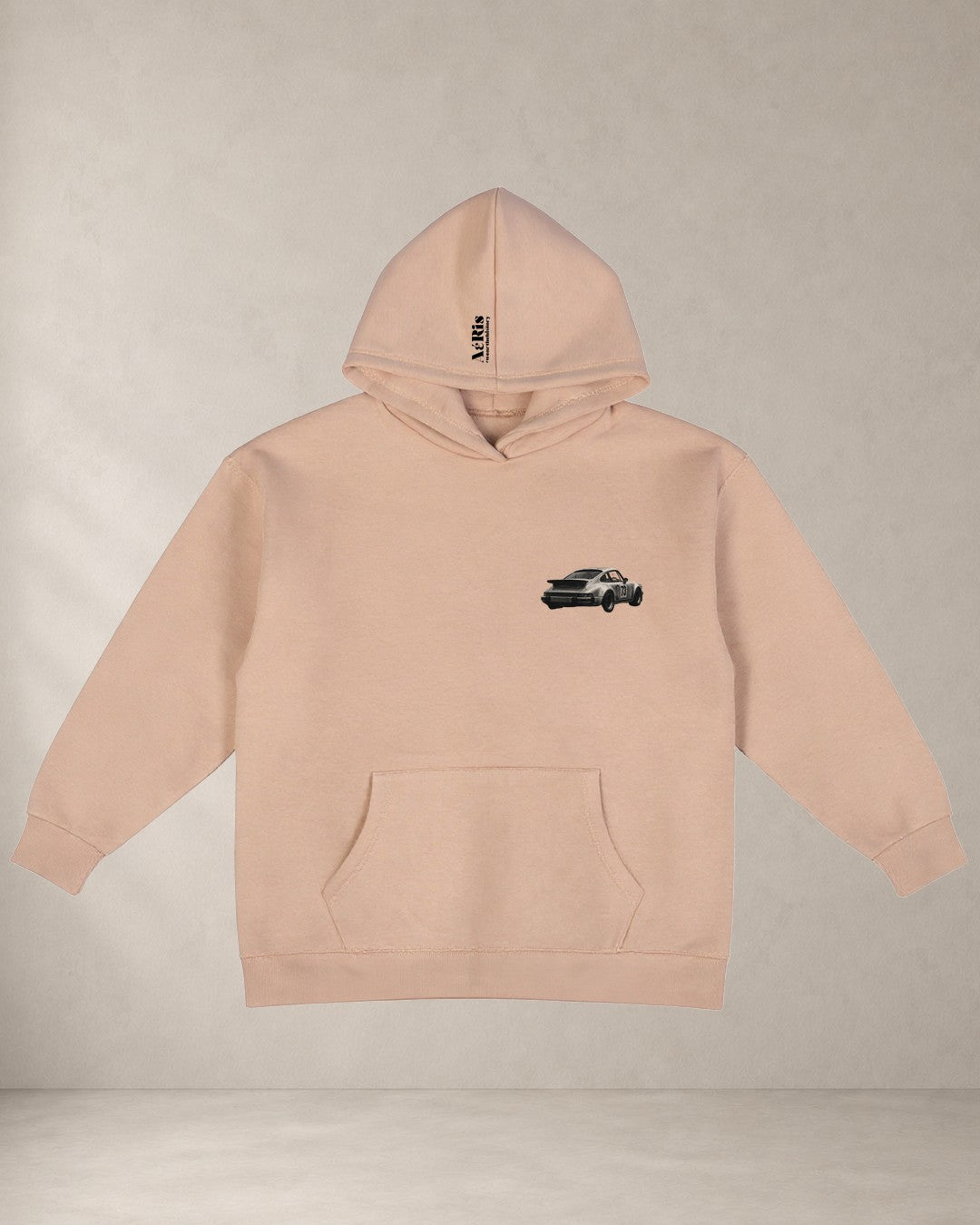 HOODIE RACING, oversized hoodie Aeris σε μπεζ