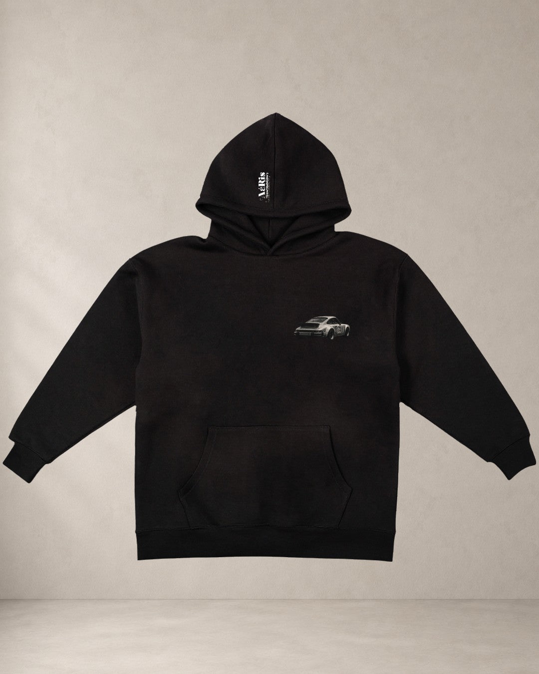 HOODIE RACING, oversized hoodie Aeris σε μαύρο