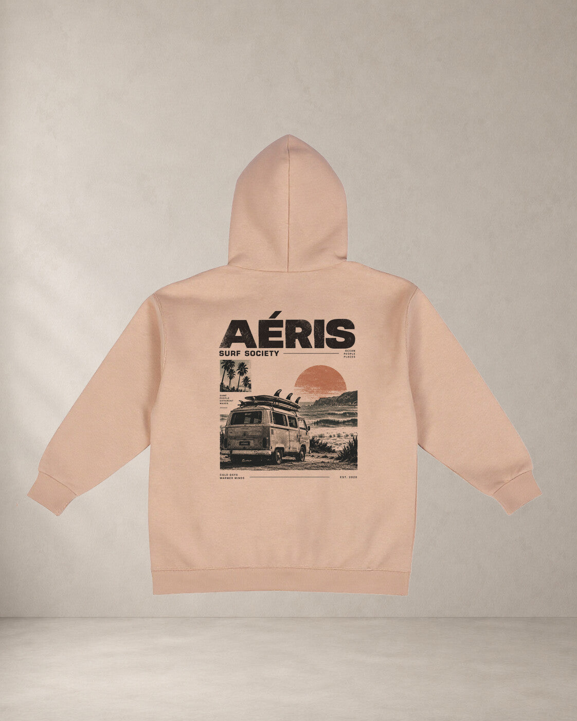 HOODIE SURF SOCIETY, oversized hoodie Aeris, πίσω όψη σε μπεζ
