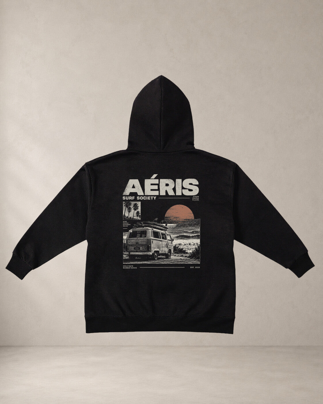 HOODIE SURF SOCIETY, oversized hoodie Aeris, πίσω όψη σε μαύρο