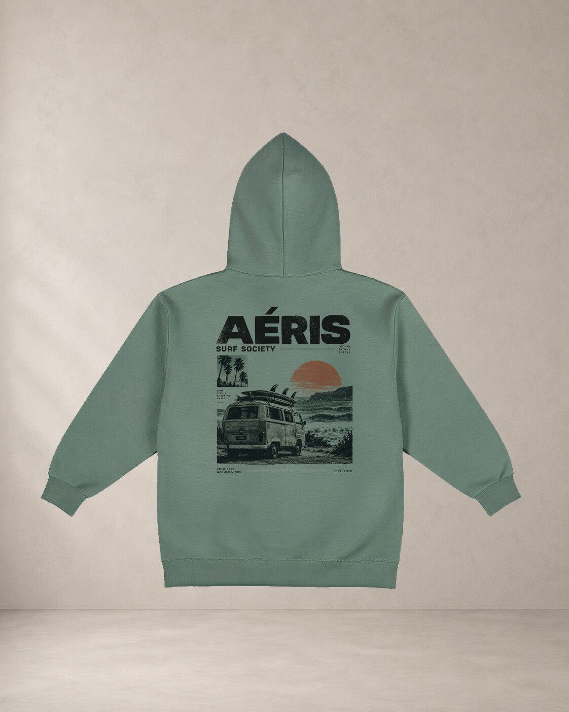 HOODIE SURF SOCIETY, oversized hoodie Aeris, πίσω όψη σε φυστικί