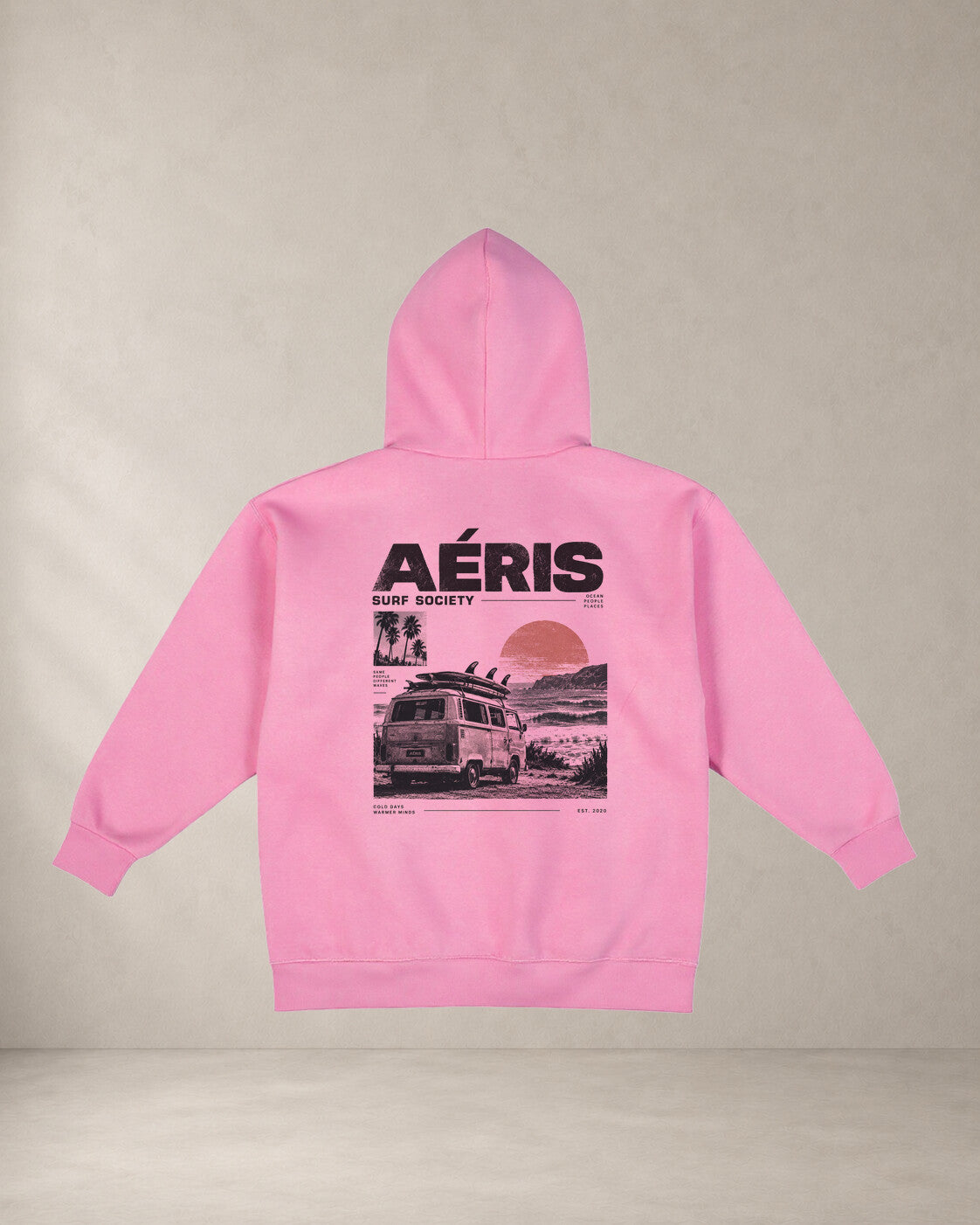 HOODIE SURF SOCIETY, oversized hoodie Aeris, πίσω όψη σε ροζ