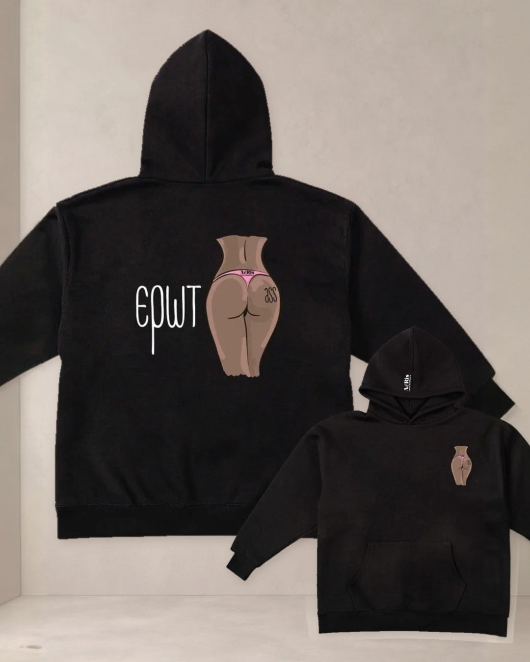 HOODIE ΕΡΩΤΑSS, oversized hoodie AέRis, πίσω και μπροστά όψη