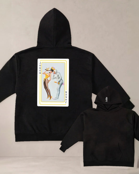 HOODIE JOKER, oversized hoodie AέRis, πίσω και μπροστά όψη
