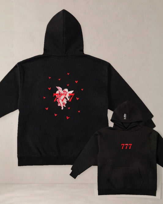 HOODIE 777, oversized hoodie AέRis, πίσω και μπροστά όψη