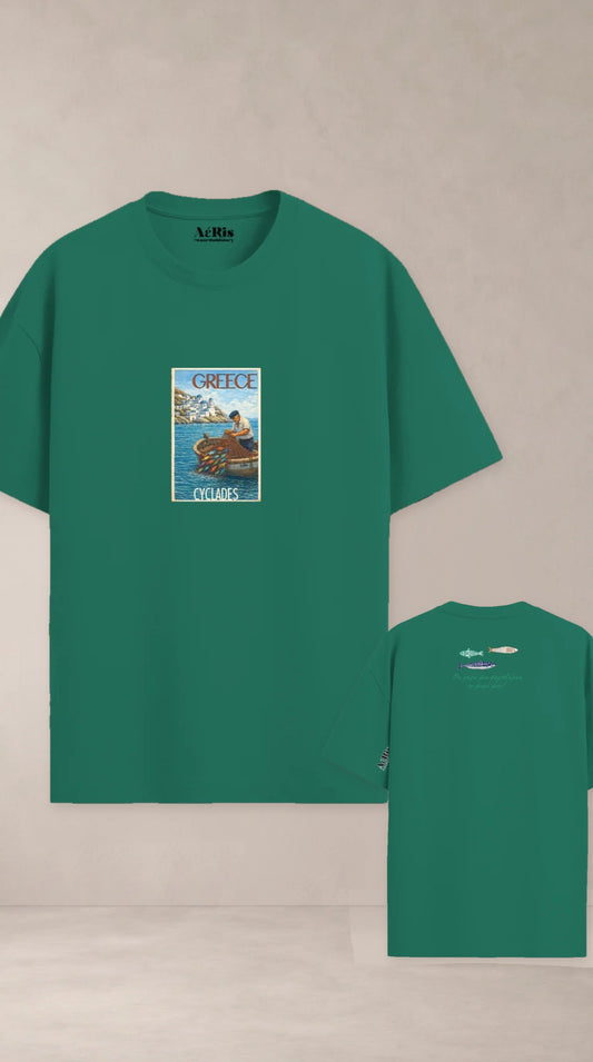Psaras, oversized t-shirt AέRis, πίσω και μπροστά όψη