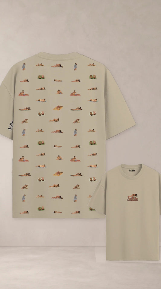 Beach Stories, oversized t-shirt AέRis, πίσω και μπροστά όψη