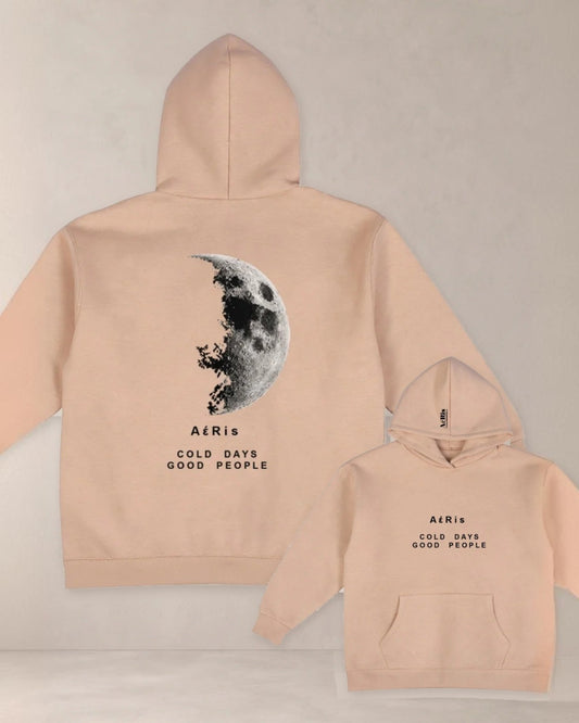 HOODIE COLD DAYS, oversized hoodie AέRis, πίσω και μπροστά όψη
