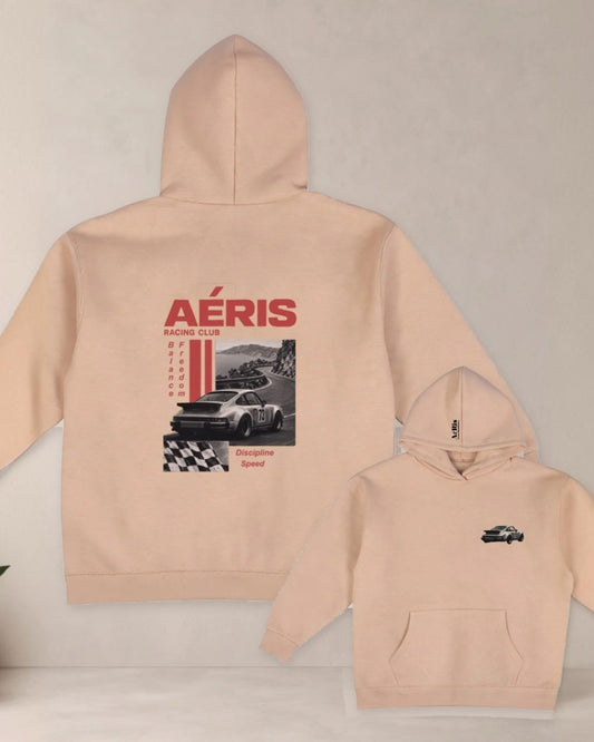 HOODIE RACING, oversized hoodie AέRis, πίσω και μπροστά όψη