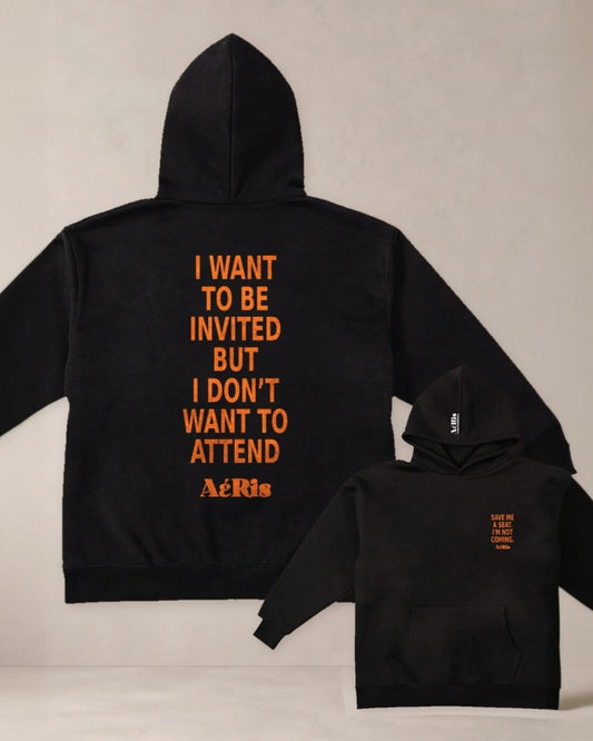 HOODIE INVITE, oversized hoodie AέRis, πίσω και μπροστά όψη