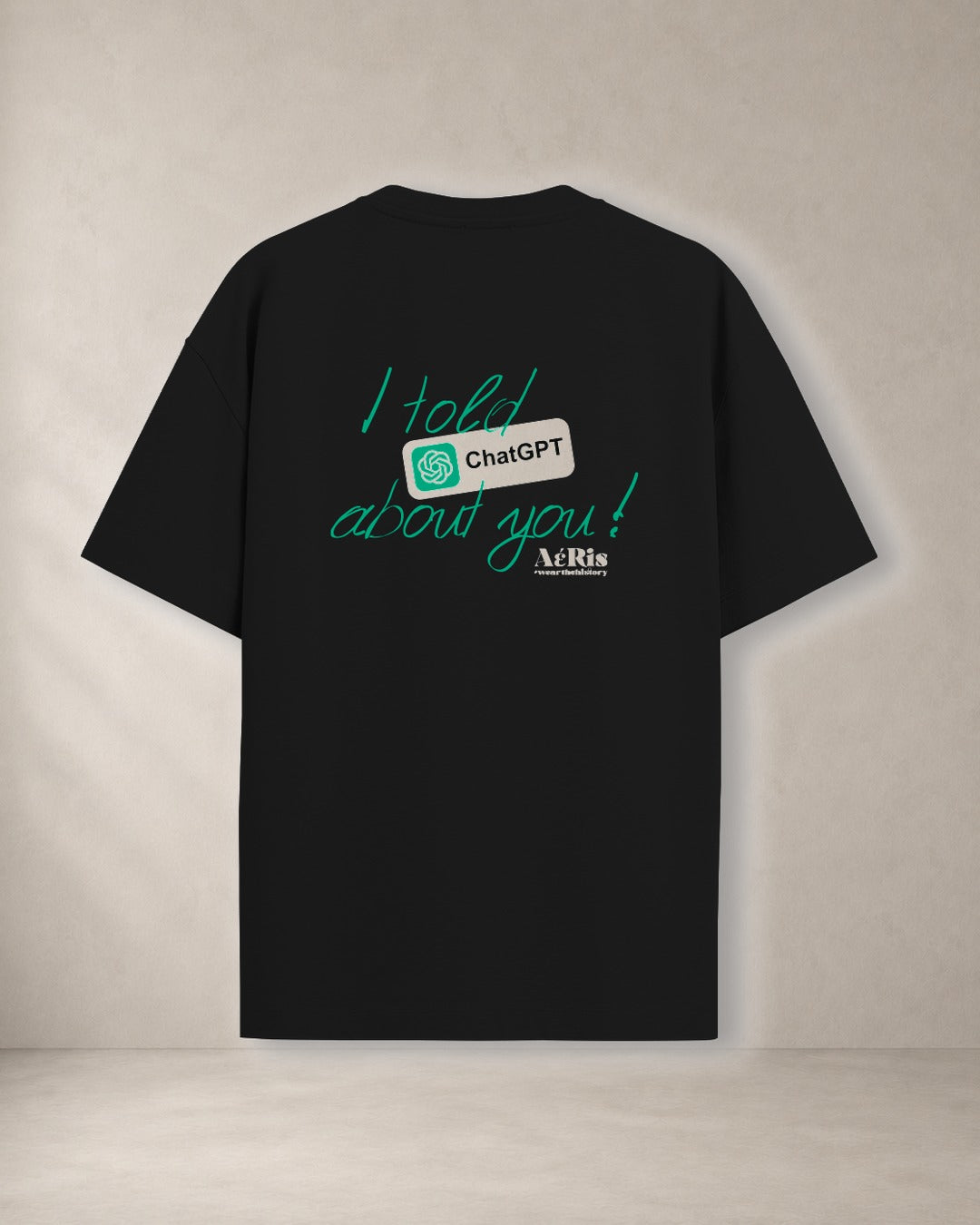 CHAT GPT – oversized t-shirt Aeris, πίσω όψη σε μαύρο