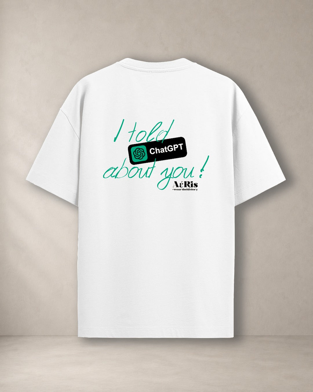 CHAT GPT – oversized t-shirt Aeris, πίσω όψη σε λευκό