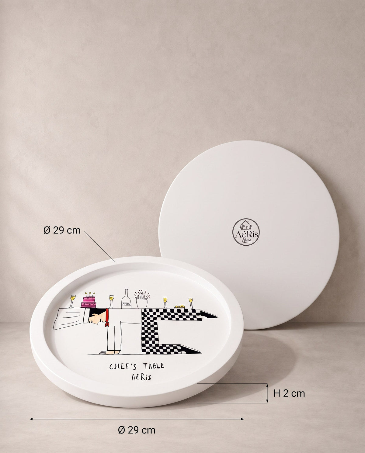 AERIS δίσκος Chef's Table με διαστάσεις, λήψη υπό γωνία