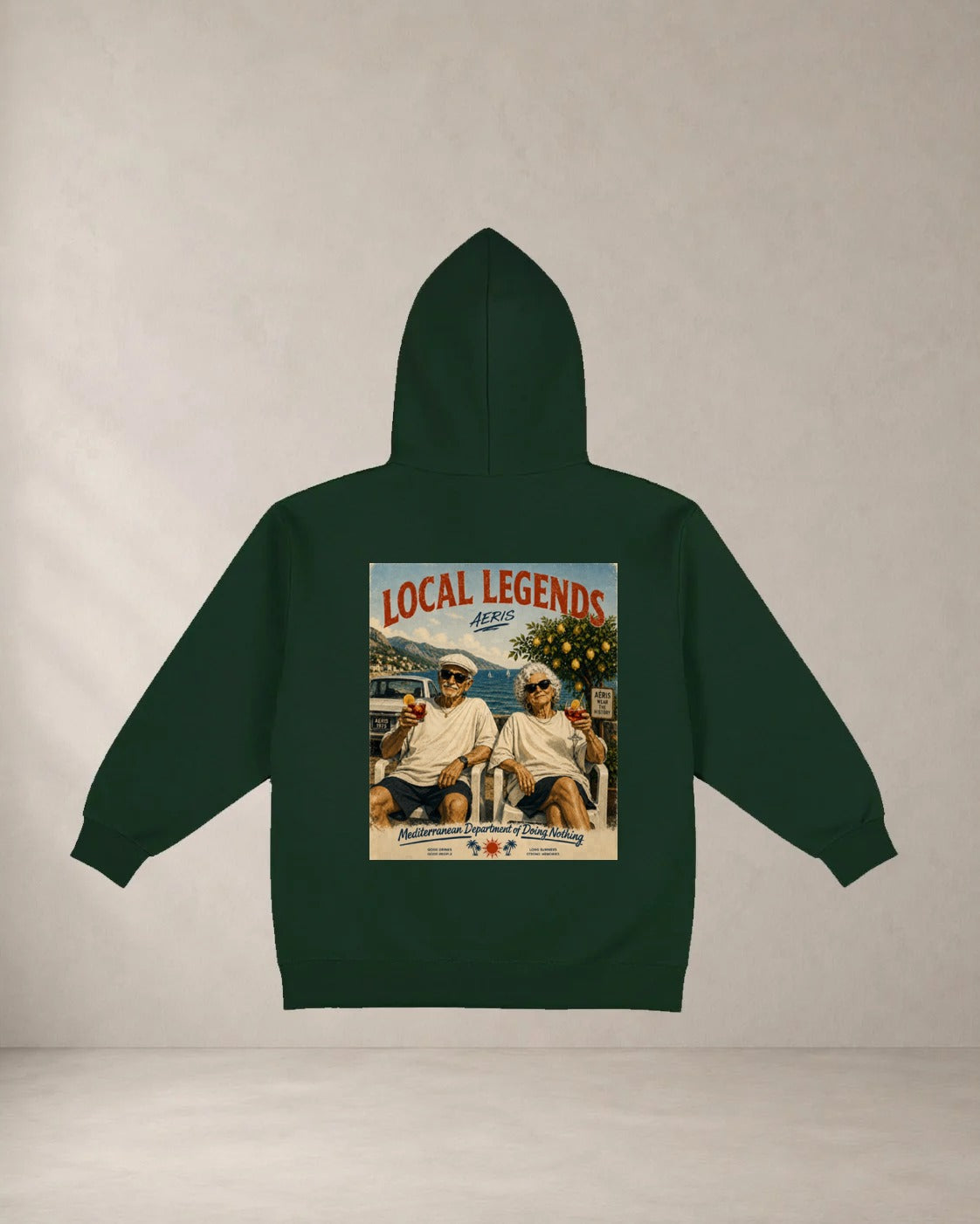 HOODIE LOCAL LEGENDS, oversized hoodie AέRis, πίσω όψη σε κυπαρίσσι