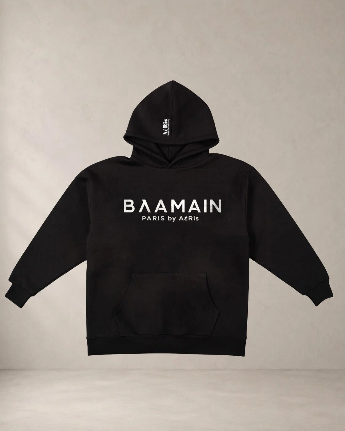 HOODIE ΒΛΑΜΑΙΝ, oversized hoodie AέRis σε μαύρο