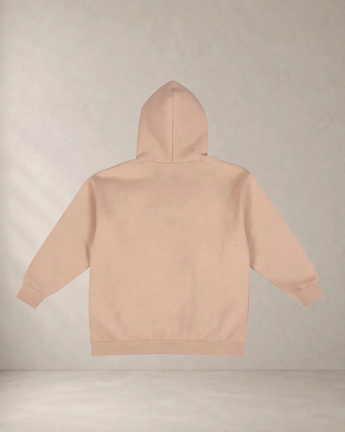 HOODIE ΒΛΑΜΑΙΝ, oversized hoodie AέRis, πίσω όψη σε μπεζ