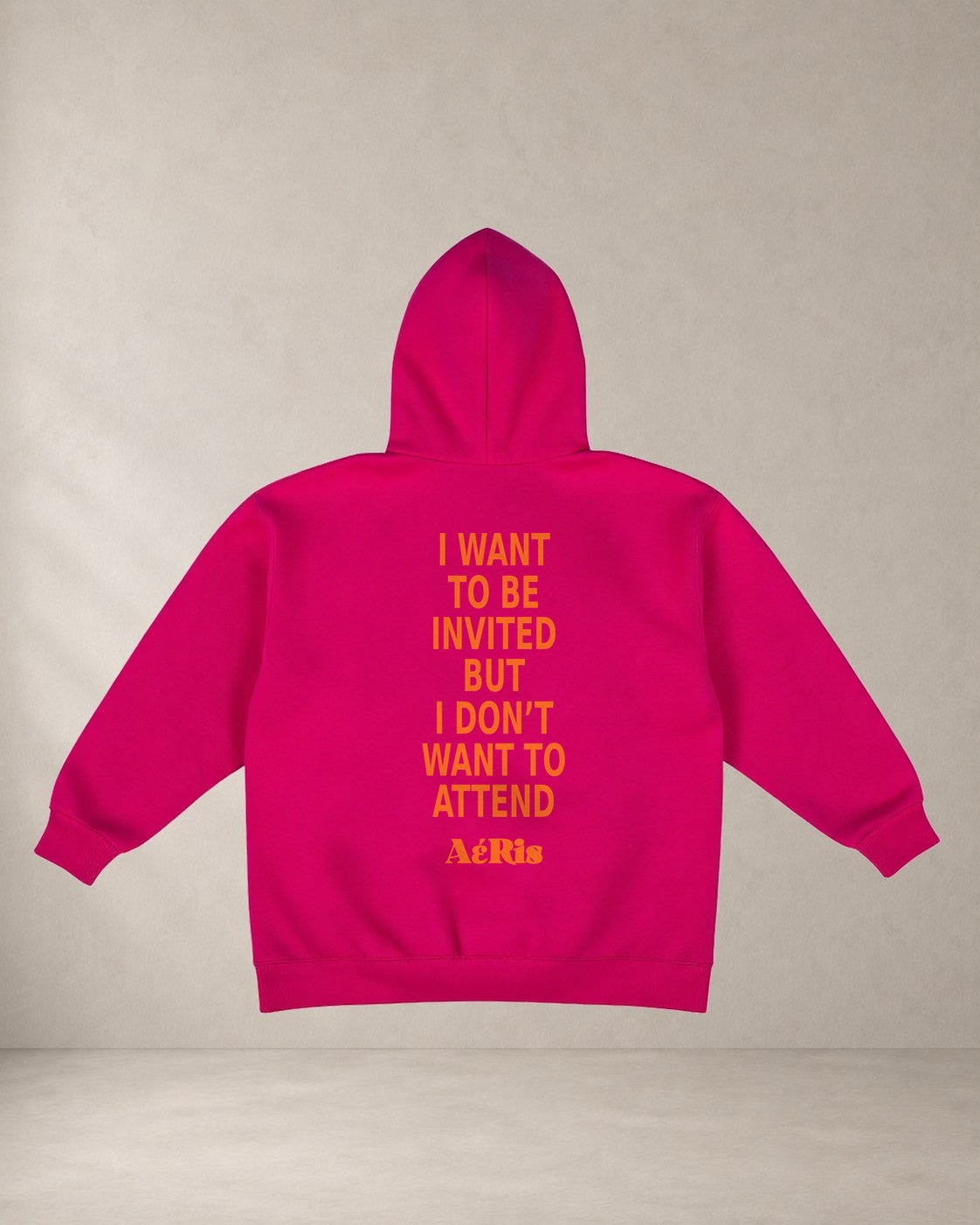 HOODIE INVITE, oversized hoodie AέRis, πίσω όψη σε φούξια