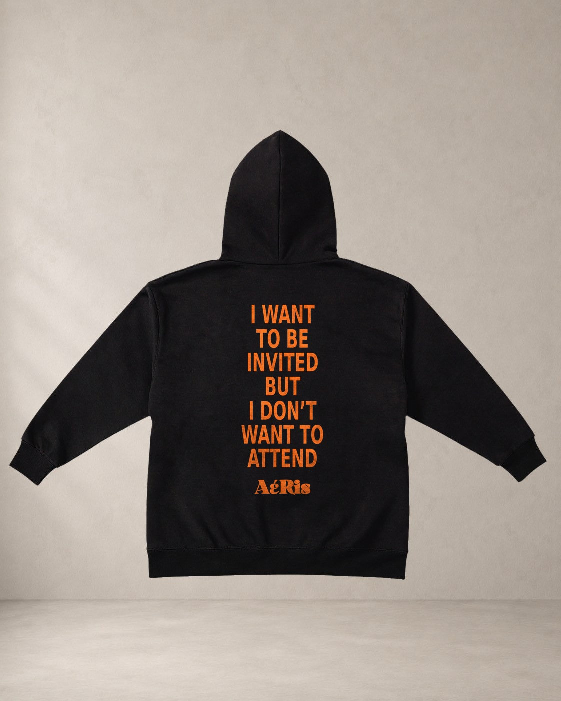 HOODIE INVITE, oversized hoodie AέRis, πίσω όψη σε μαύρο