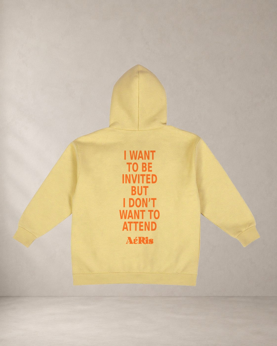 HOODIE INVITE, oversized hoodie AέRis, πίσω όψη σε μπανανί