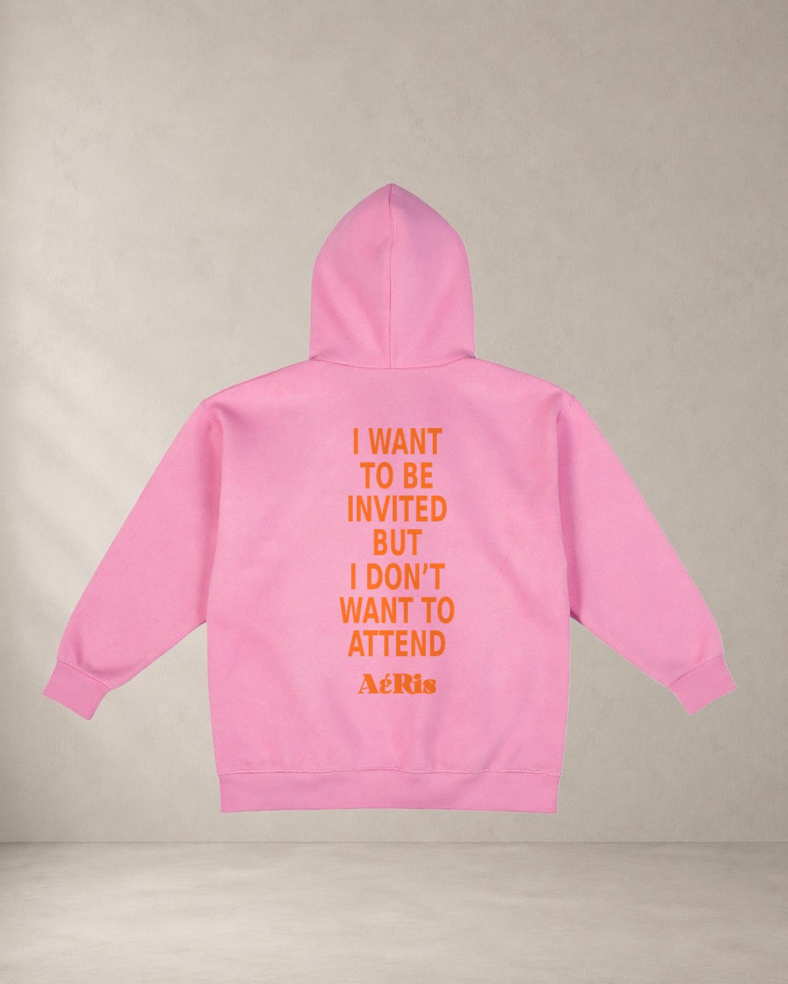 HOODIE INVITE, oversized hoodie AέRis, πίσω όψη σε ροζ