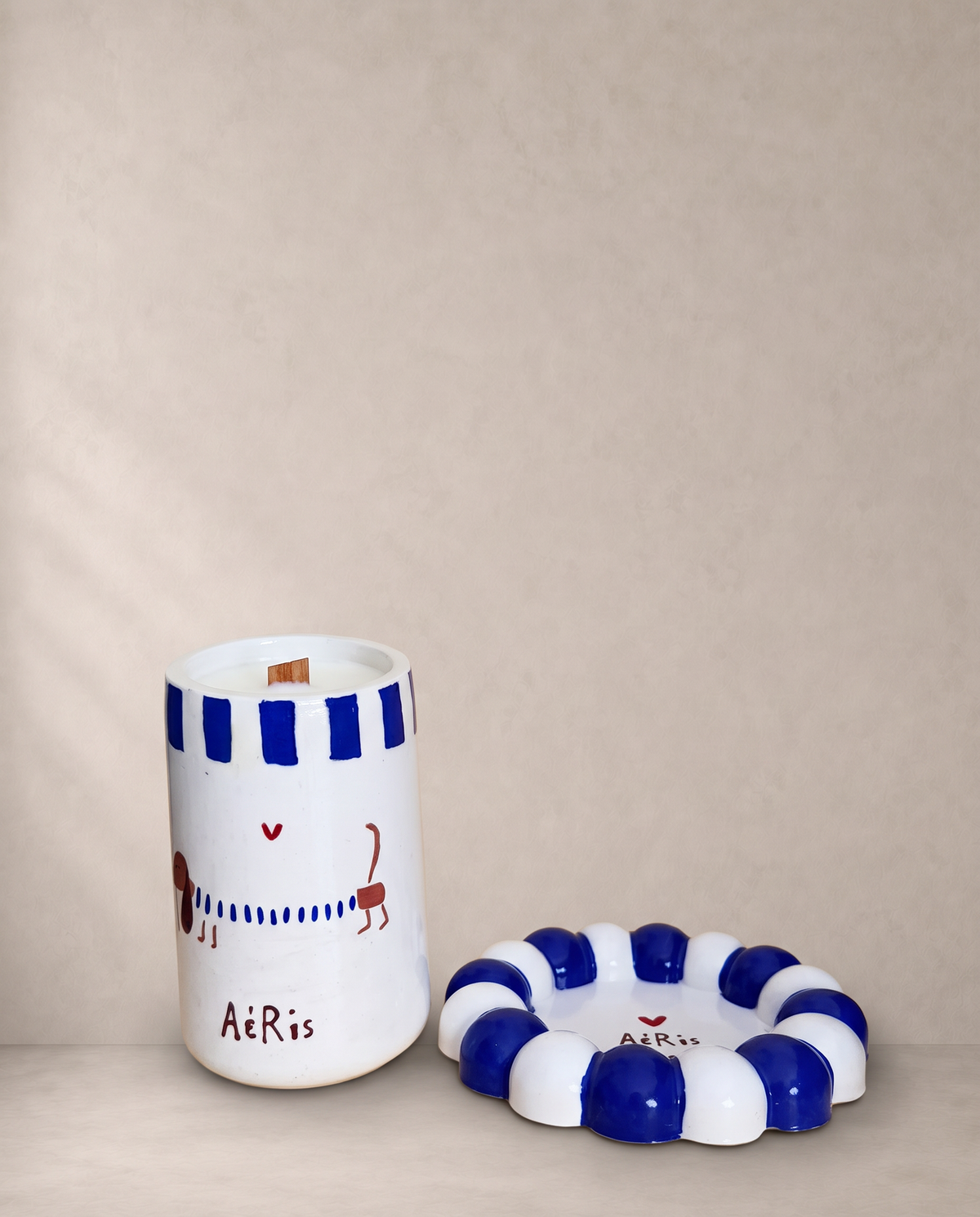 Σετ Κερί & Πιατάκι, χειροποίητο AέRis Home